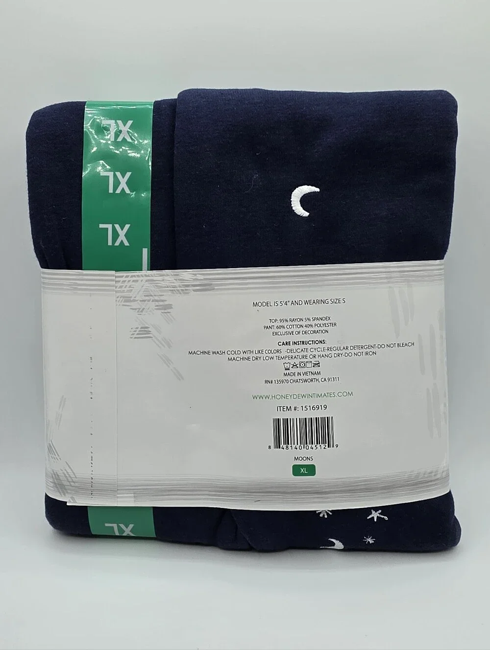 Honeydew Super Soft 2 Piece Embroidered Moon Lounge Pajama Set Navy Blue XL